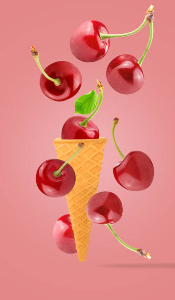 istock Flat lay of fruit in ice cream cone with full depth of field 1253317062