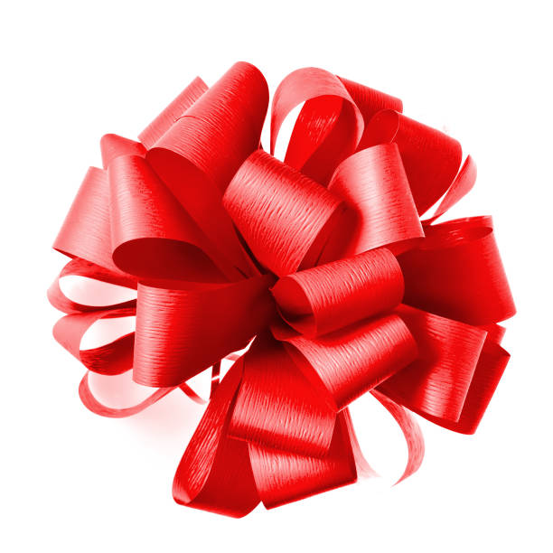 istock Red bow from ribbon isolated on white 1253317173