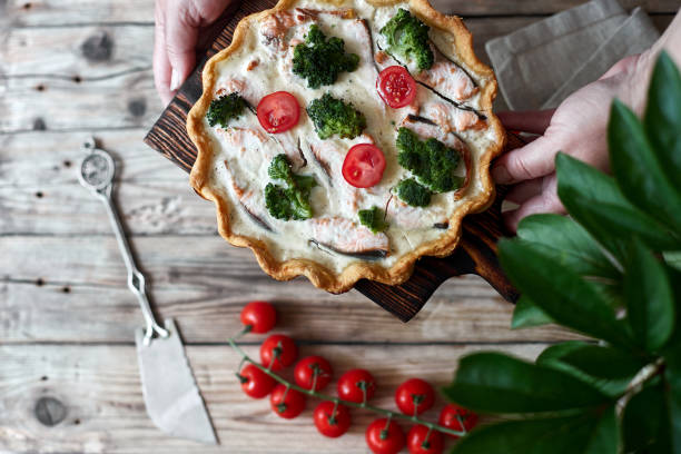 istock French traditional quiche Lorraine pie with broccoli and salmon 1253317953