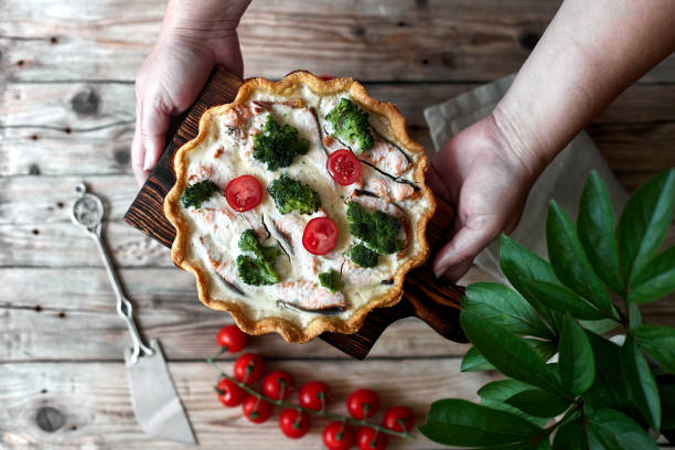 istock French traditional quiche Lorraine pie with broccoli and salmon 1253317982