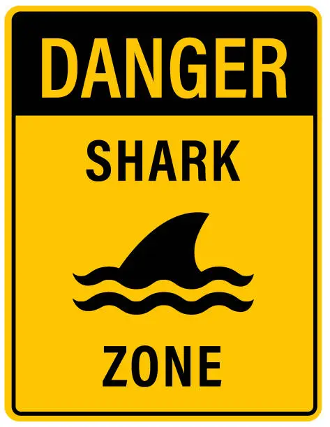 Vector illustration of Shark warning sign banner - Danger Shark Zone
