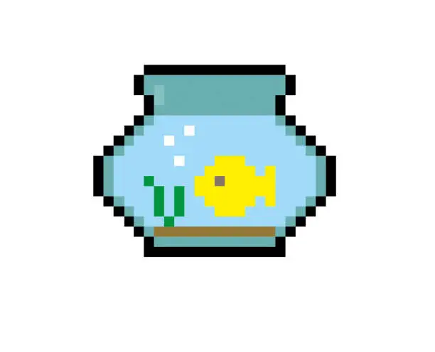 Vector illustration of Pixel Aquarium vector illustration
