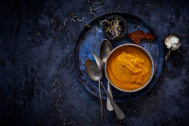 Pumpkin soup on a plate