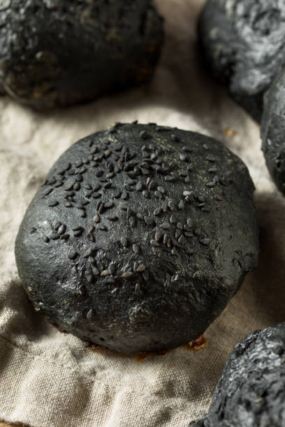 istock Homemade Charcoal Black Hamburger Buns 1253322329