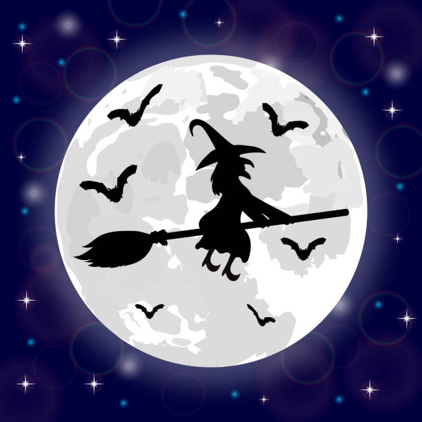 istock Silhouettes of witches and bats 1253324448