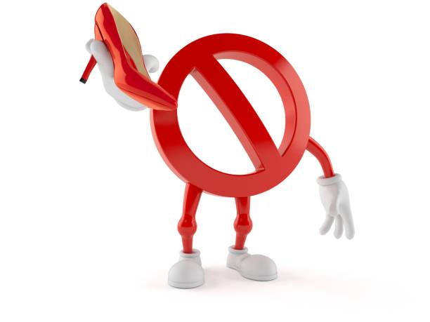 istock Forbidden character holding high heel 1253324791