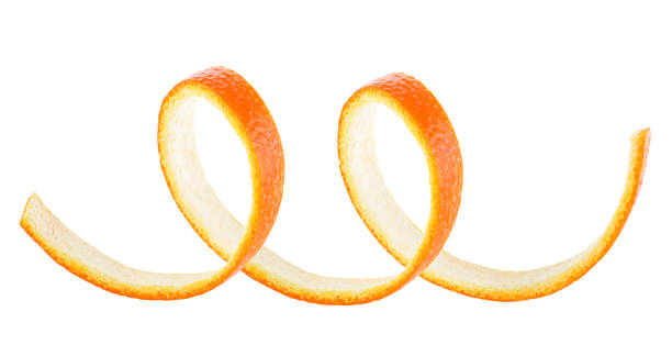 istock Orange skin isolated on a white background. Peeled orange. 1253326585