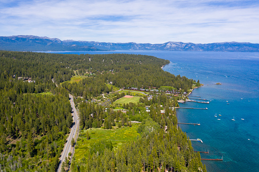 Aerial image of Lake Tahoe in California.
