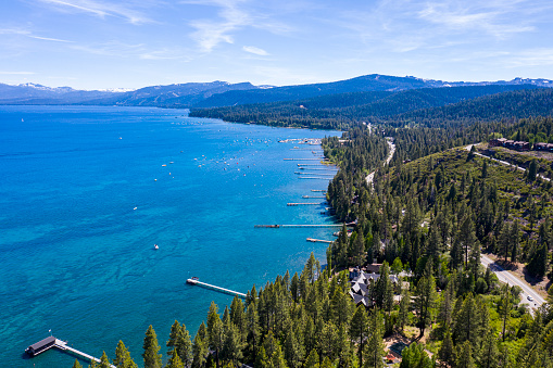 Aerial image of Lake Tahoe in California.