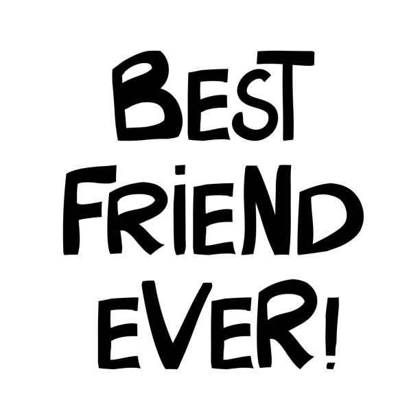 istock Best friend ever. Cute hand drawn lettering in modern scandinavian style. Isolated on white background. Vector stock illustration. 1253341732