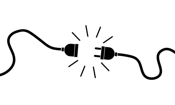 ilustrações de stock, clip art, desenhos animados e ícones de electric plug, socket unplugged. 404 error, loss of connect. vector on isolated white background. eps 10. - wired