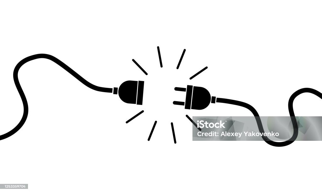 Electric plug, socket unplugged. 404 error, loss of connect. Vector on isolated white background. Eps 10. Electric plug, socket unplugged. 404 error, loss of connect. Vector on isolated white background. Eps 10 Electric Plug stock vector