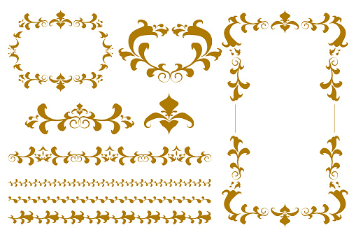 A lily motif Vintei style decoration that can be used for weddings. Square, rectangle, ornament, line.