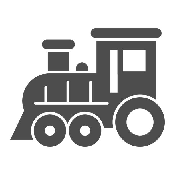 lokomotywa stała ikona, koncepcja parku rozrywki, znak pociągu na białym tle, ikona ręcznej lokomotywy w stylu glifów dla koncepcji mobilnej i projektowania stron internetowych. grafika wektorowa. - toy wagon train engine steam stock illustrations