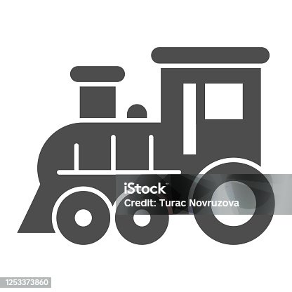 istock Locomotive solid icon, Amusement park concept, train sign on white background, Locomotive toy icon in glyph style for mobile concept and web design. Vector graphics. 1253373860