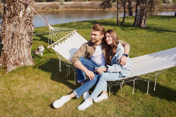 Smiling young couple enjoying the sunny day