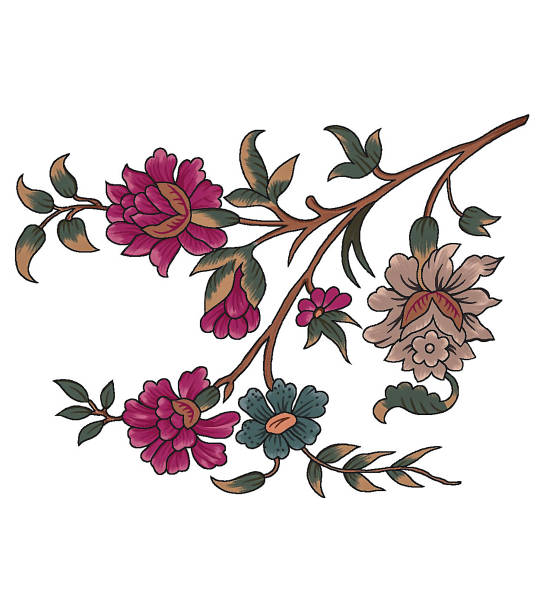 istock digital textile design flower and leaves illustration for fabric printings 1253375687