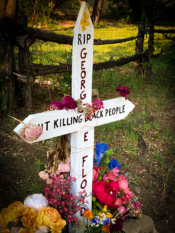 Santa Fe, NM: A roadside memorial to George Floyd Memorial near downtown Santa Fe.