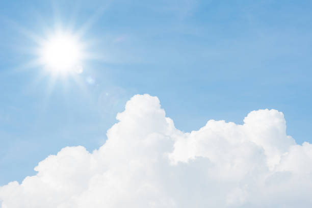 istock Blue sky cloud sun light background  hot high temperature summer day 1253382158