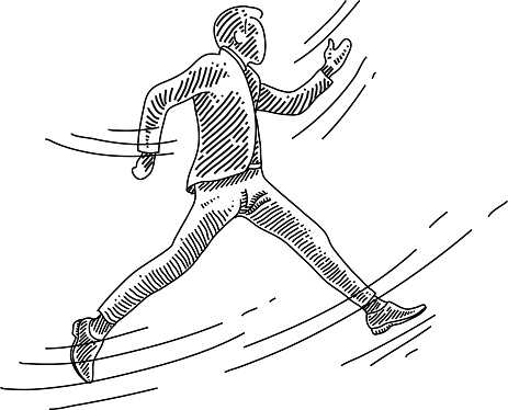 Line drawing of Business Man in Hurry. Elements are grouped.contains eps10 and high resolution jpeg.