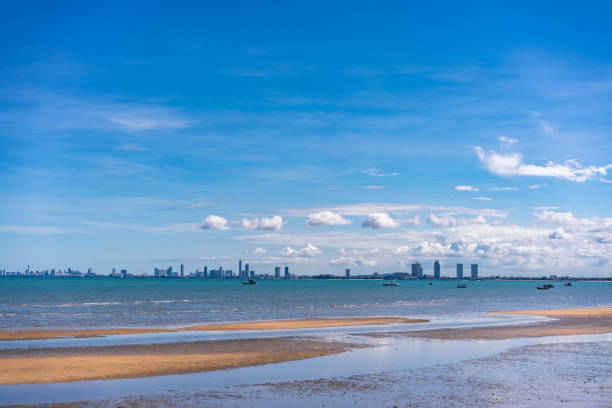 istock Scenery sea beach with blue sky for summer holiday 1253385947