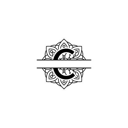 C Initial Split Initial C Split Monogram Mandala Vector Design Template Illustration ...