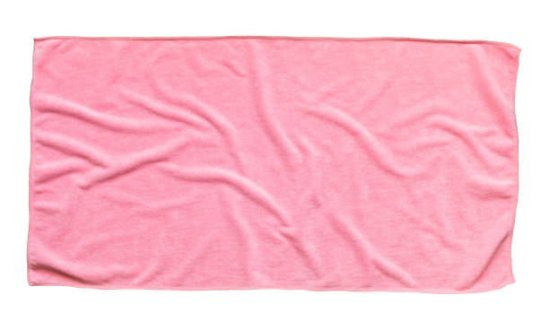 istock Pink beach towel isolated white background 1253390462