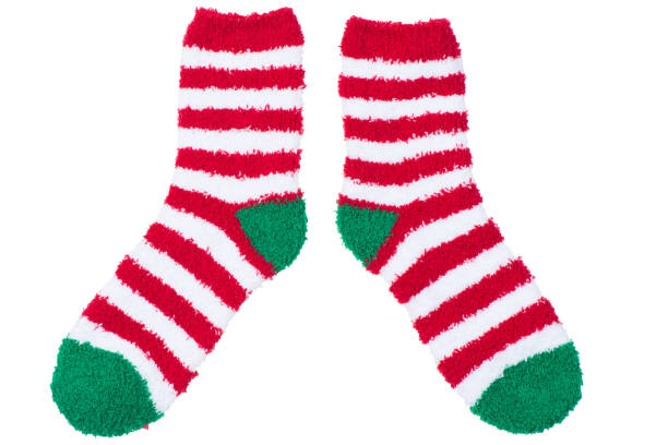 istock warm terry striped socks Christmas drawing, shooting on a white background is insulated 1253390704