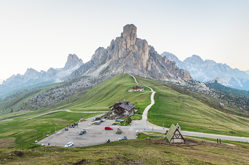 Famous Pass Giau Dolomites alps Italy landscape in italy famaus tourist attraction of italy