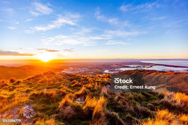 Sunset Over Christchurch Stock Photo - Download Image Now - Christchurch - New Zealand, New Zealand, Landscape - Scenery