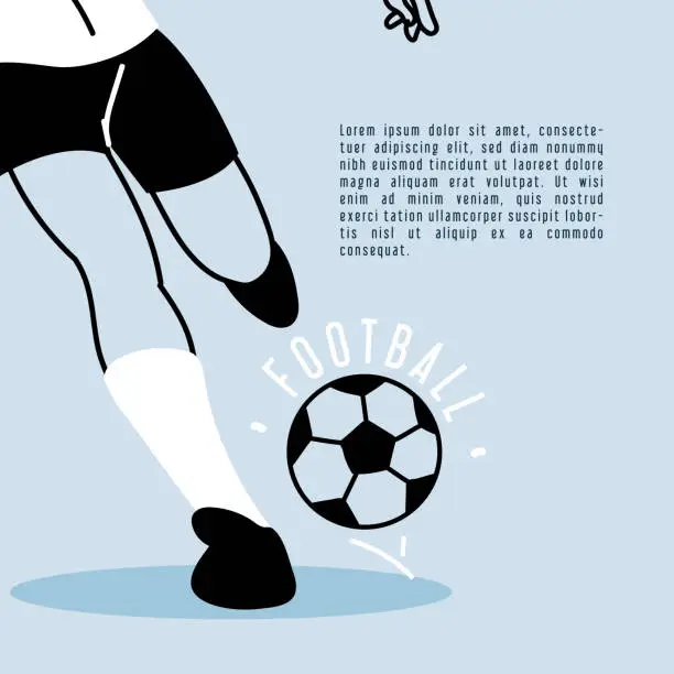 Vector illustration of soccer player running with soccer ball, poster