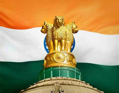 State Emblem of India on indian flag, Lion Capital of Ashoka, three lion, golden lions, vidhana soudha bengaluru bangalore