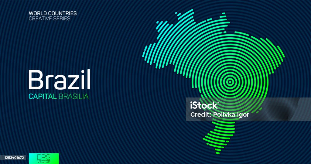 Mapa abstrato do Brasil com linhas de círculo - Vetor de Brasil royalty-free