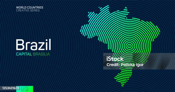 Vetores de Mapa Abstrato Do Brasil Com Linhas De Círculo e mais imagens de Brasil - Brasil, Mapa, Infográfico