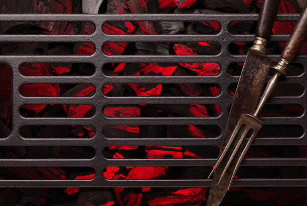 istock Metal barbecue grill over hot coal 1253402855