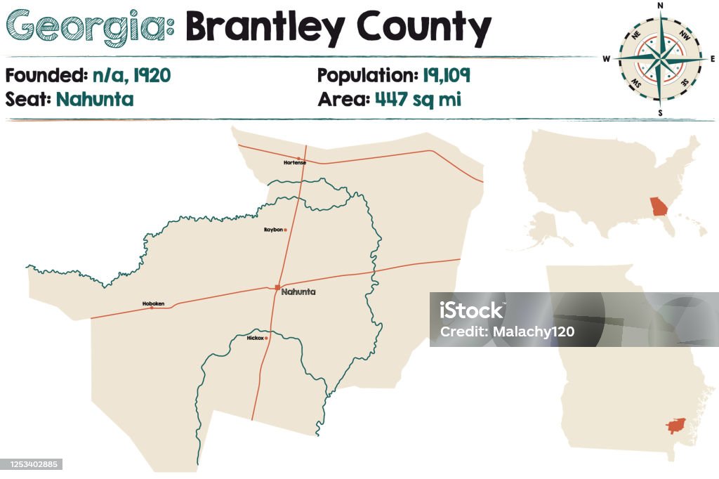 Map Of In Brantley County Stock Illustration Download Image