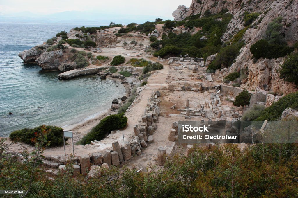 Archaeological site of Heraion near Lake Vouliagmenis Loutraki Greece Greece Stock Photo