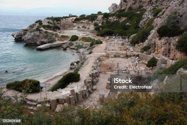 Archaeological Site Of Heraion Near Lake Vouliagmenis Loutraki Greece Stock Photo - Download Image Now