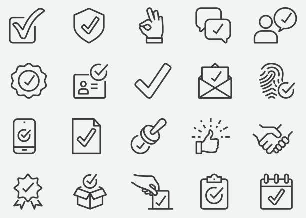 Approve Line Icons Approve Line Icons compliance stock illustrations