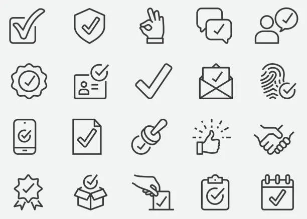 Vector illustration of Approve Line Icons