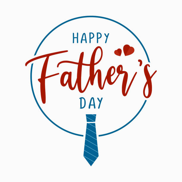 счастливый день отцов поздравительная открытка вектор иллюстрации. празднование баннер квадратный дизайн с галстуком и ручной нарисованн - fathers day stock illustrations