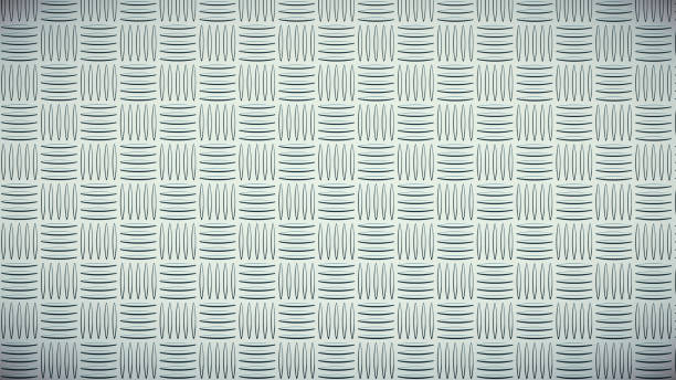 istock Corrugated studded steel sheet metal shiny floor plates background with rugged pattern, directly above view 1253410433