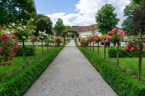 Salem, BW / Germany - 20 June 2020 : view of the ornate gardens on the Salem Palace grounds