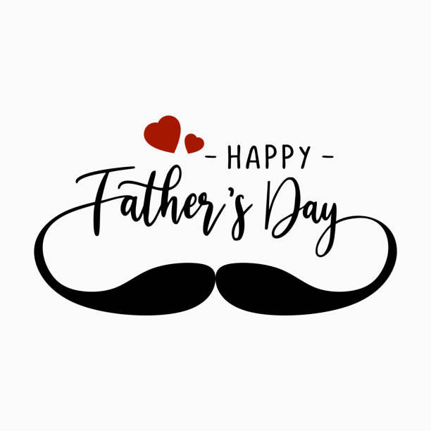 ilustrações de stock, clip art, desenhos animados e ícones de happy fathers day vector illustration. celebration banner square design. father’s day calligraphy greeting card. mustache element with hearts and typography emblem. - fathers day