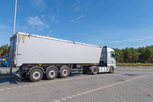 istock A dump truck in a parking lot 1253412606