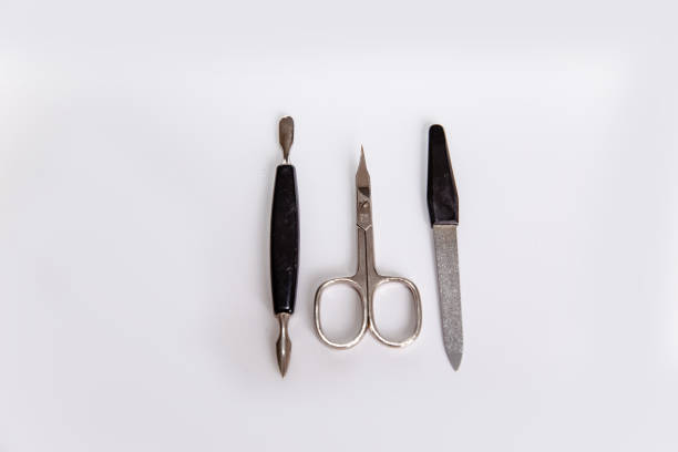 istock Tools of a manicure set on a white background 1253418495