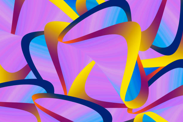 Colorful stripes abstract background, stretched pixels effect. Decorative fantasy ornaments 3D illustration