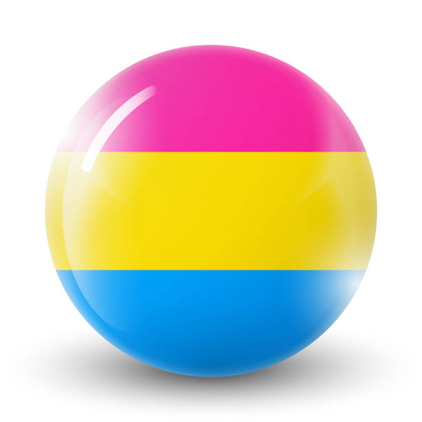 glas leichte kugel mit flagge von pansexual. runde kugel, vorlagensymbol. glänzende realistische kugel, 3d abstrakte vektor-illustration. liebe gewinnt. logo-symbol-aufkleber in regenbogenfarben. stolz ek-kollektion. - lesbian gay pride sphere gay pride flag stock-grafiken, -clipart, -cartoons und -symbole