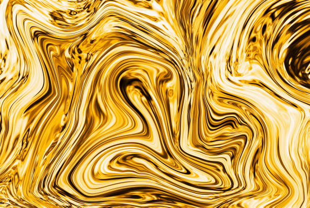 istock Precious metal flow image. Marble abstract background digital illustration. Liquid gold surface artwork 1253420291