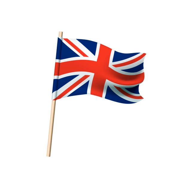 istock Great Britain flag, red and white cross on blue background 1253422282